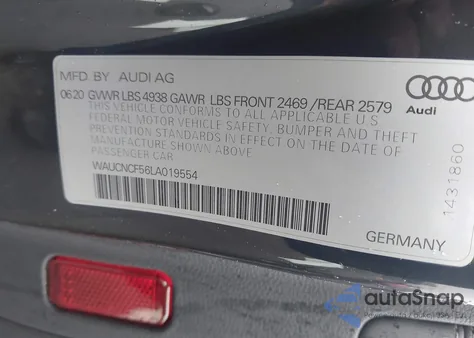 2020 Audi A5 Sportback Premium Plus 45 Tfsi Quattro S Tronic z USA, uszkodzony, nr VIN WAUCNCF56LA019554